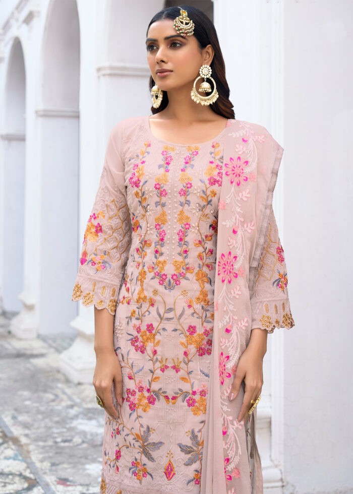 Blush Peach Embroidered Suit