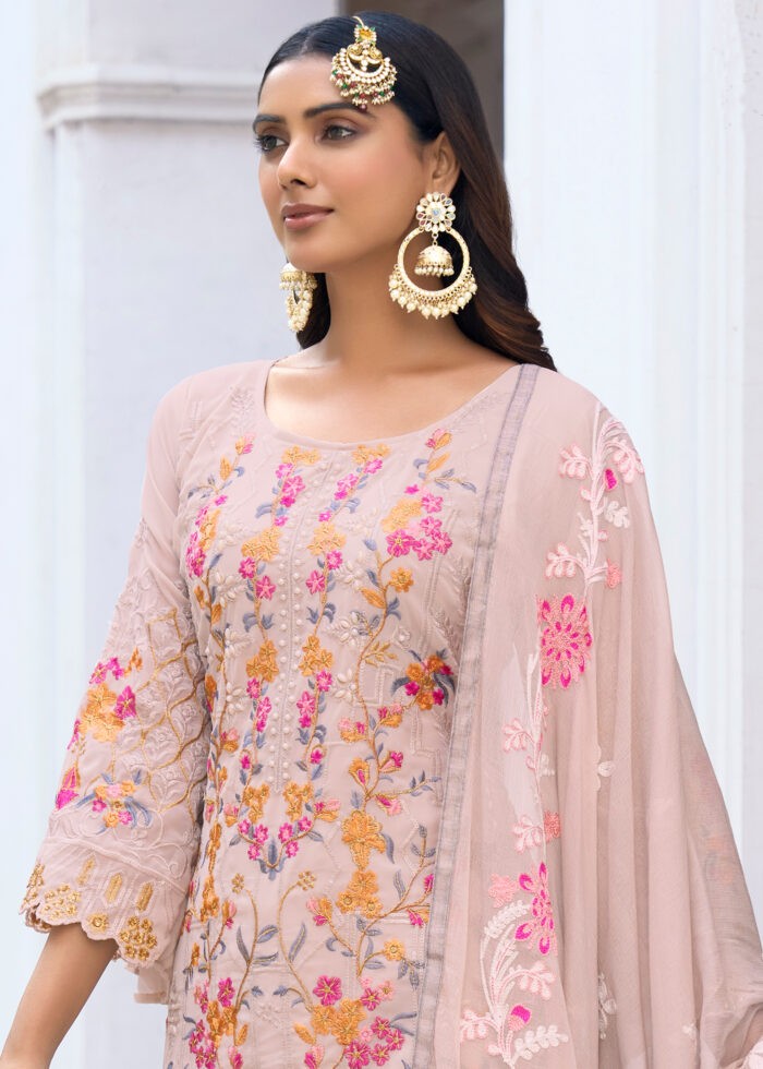 Blush Peach Embroidered Suit