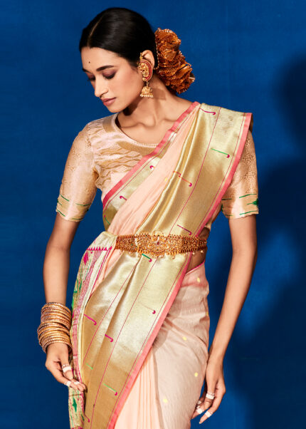 Blush Pink Paithani Silk Saree