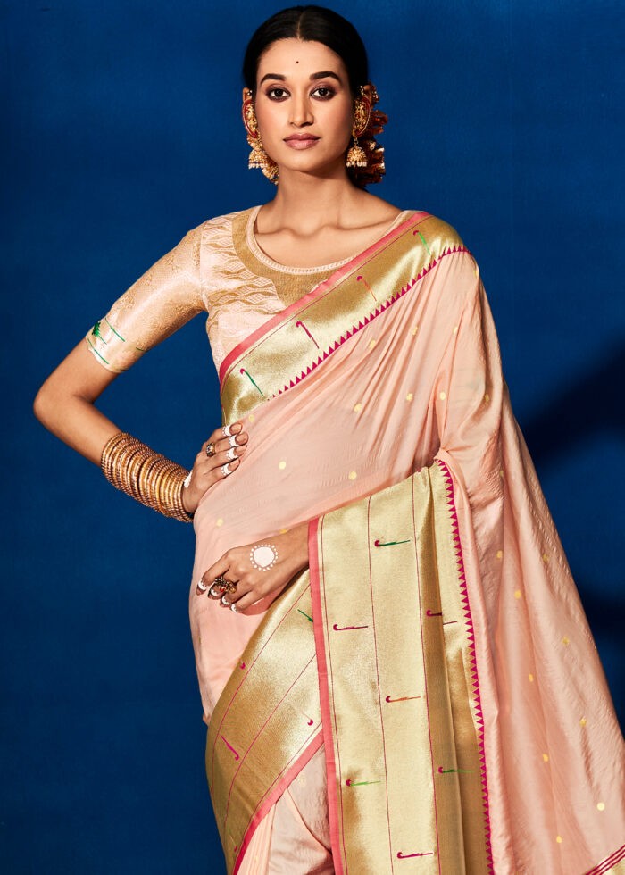 Blush Pink Paithani Silk Saree