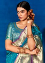 Bondi Blue Paithani Silk Saree