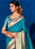 Bondi Blue Paithani Silk Saree