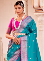 Bondi Blue Soft Silk Banarasi Saree