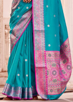 Bondi Blue Soft Silk Banarasi Saree