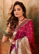 Burgundy Paithani Silk Saree