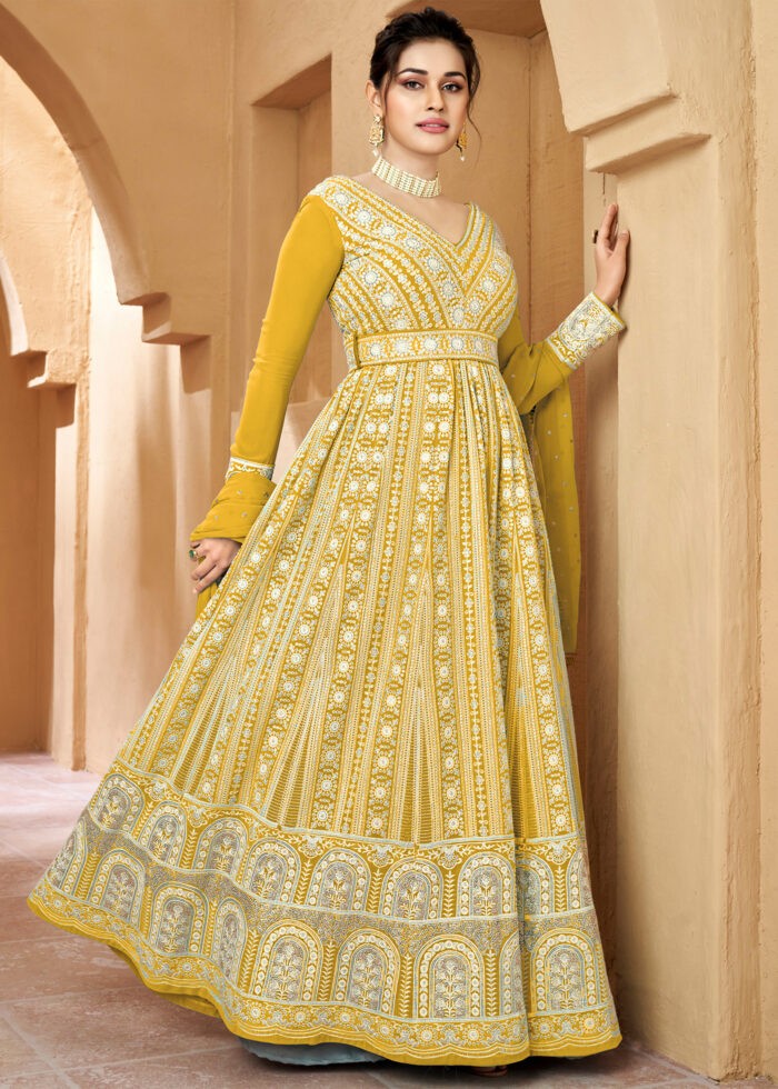 Corn Yellow Georgette Anarkali Gown