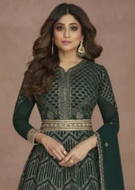 Dark Green Georgette Anarkali Gown