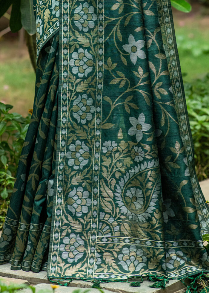 Dark Green Jamdani Saree