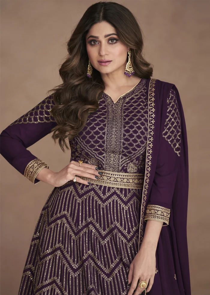 Dark Purple Georgette Anarkali Gown