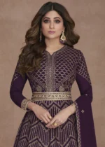 Dark Purple Georgette Anarkali Gown