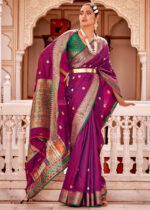 Dark Purple Soft Silk Banarasi Saree