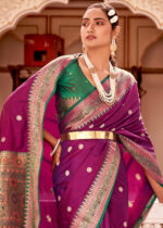 Dark Purple Soft Silk Banarasi Saree