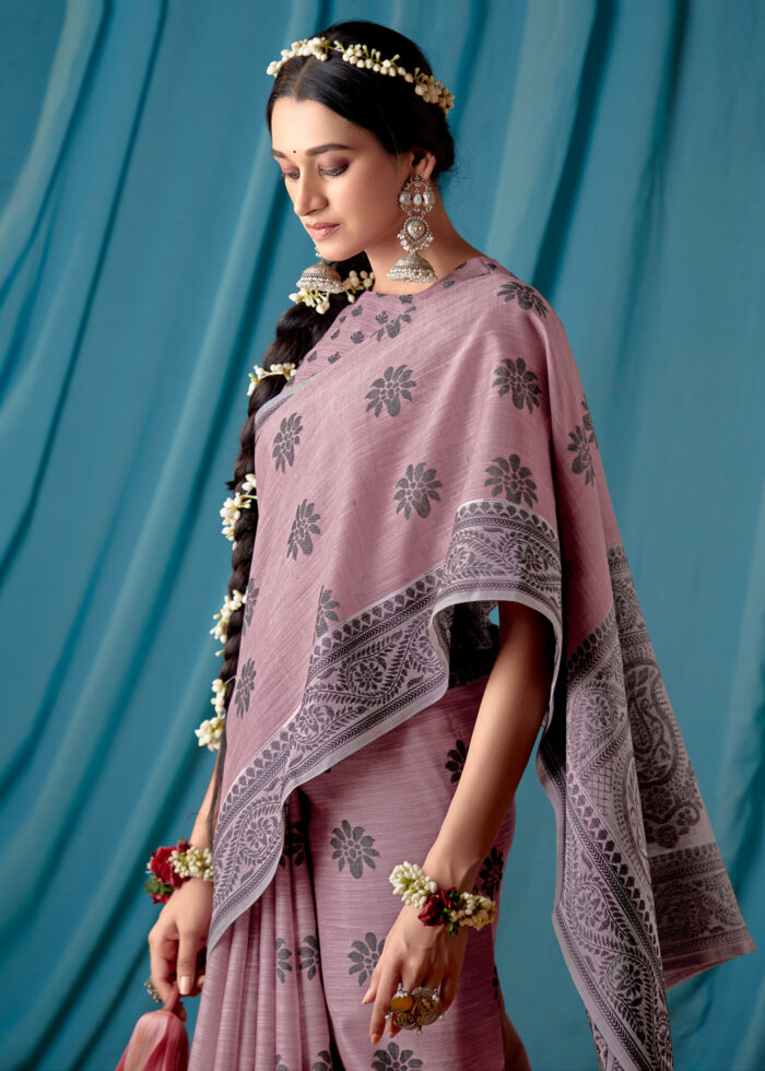 Dusty Pink Lucknowi Chikankari Saree