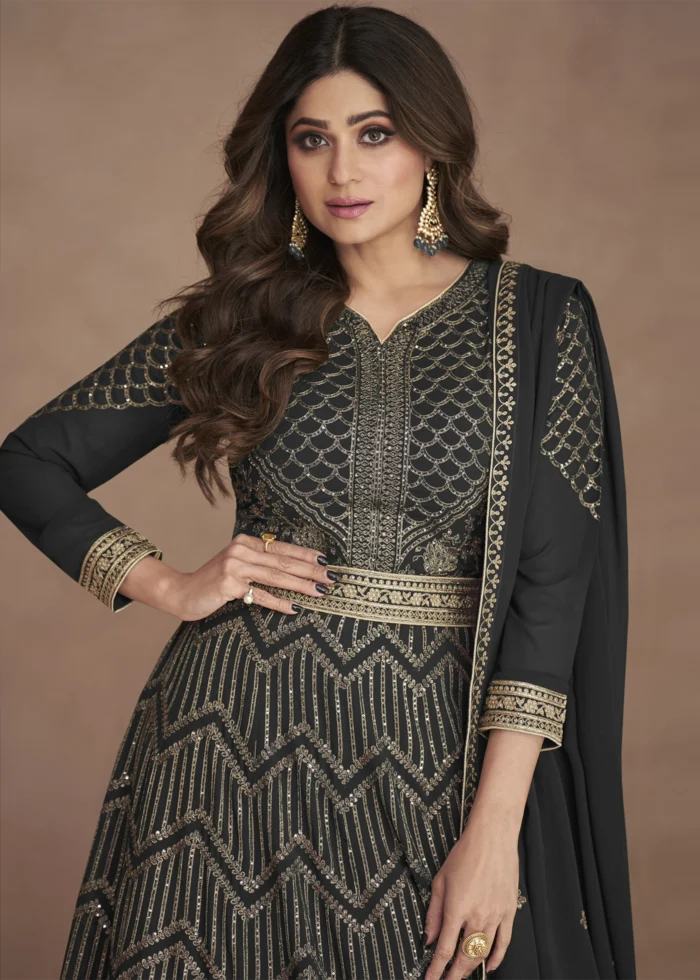 Graphite Black Georgette Anarkali Gown