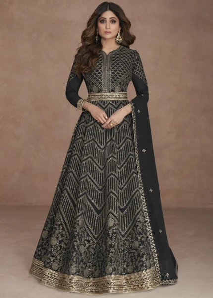 Graphite Black Georgette Anarkali Gown