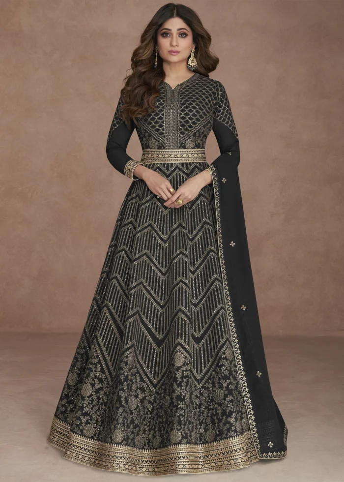 Graphite Black Georgette Anarkali Gown