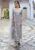 Gray Embroidered Georgette Suit