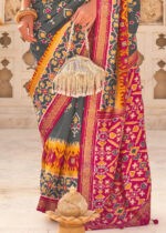 Gray & Rose Garnet Violet Patola Silk Saree