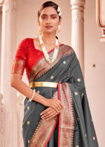 Gray Soft Silk Banarasi Saree