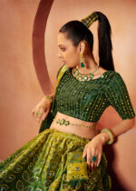 Green Velvet Lehenga with Mirror Work