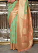 Green Woven Linen Silk Saree