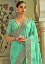 Jade Green Linen Saree