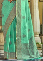 Jade Green Linen Saree