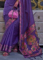 Lavender Purple Organza Silk Banarasi Saree