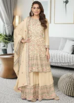 Light Peach Embroidery Palazzo Suit