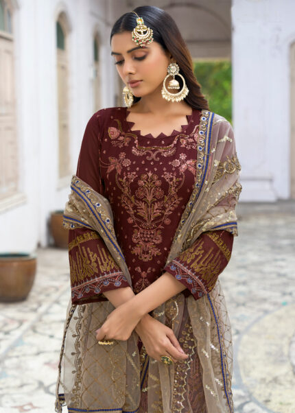 Mahogany Brown Embroidered Suit