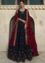 Navy Blue Georgette Anarkali Gown