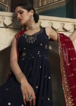 Navy Blue Georgette Anarkali Gown