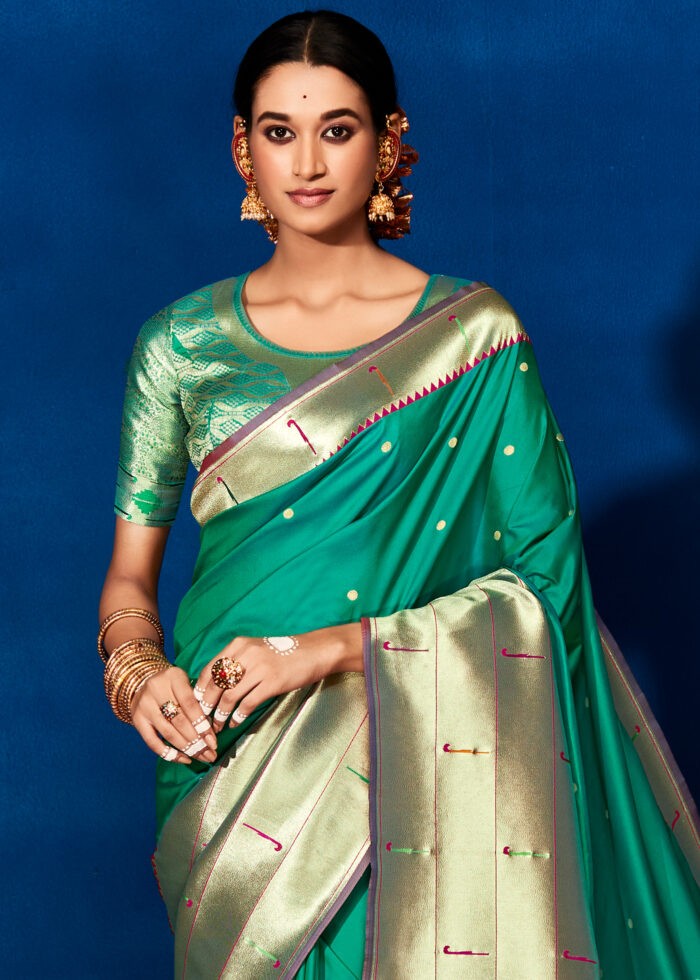 Opal Green Paithani Silk Saree