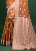 Orange Lucknowi Chikankari Saree