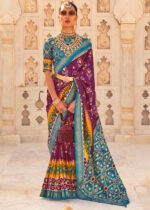 Pansy Purple & Blue Patola Silk Saree