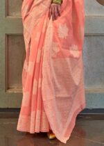 Peach Lucknowi Chikankari Saree