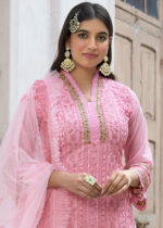 Pink Embroidered Georgette Suit