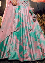 Pink & Turquoise Velvet Lehenga Choli