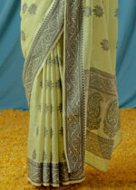 Pista Green Lucknowi Chikankari Saree