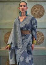 Porpoise Gray Lucknowi Chikankari Saree