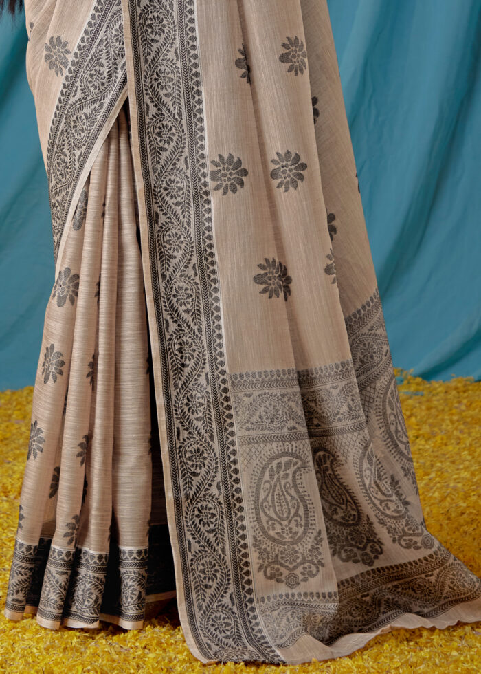 Powder Gray Lucknowi Chikankari Saree