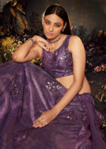 Purple Velvet Lehenga Choli