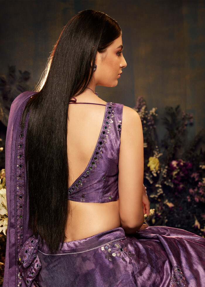 Purple Velvet Lehenga Choli