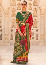 Red & Green Patola Silk Saree