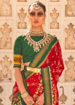 Red & Green Patola Silk Saree