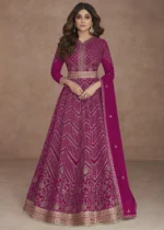 Rose Garnet Georgette Anarkali Gown