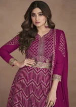 Rose Garnet Georgette Anarkali Gown