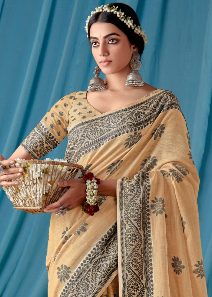 Safari Beige Lucknowi Chikankari Saree