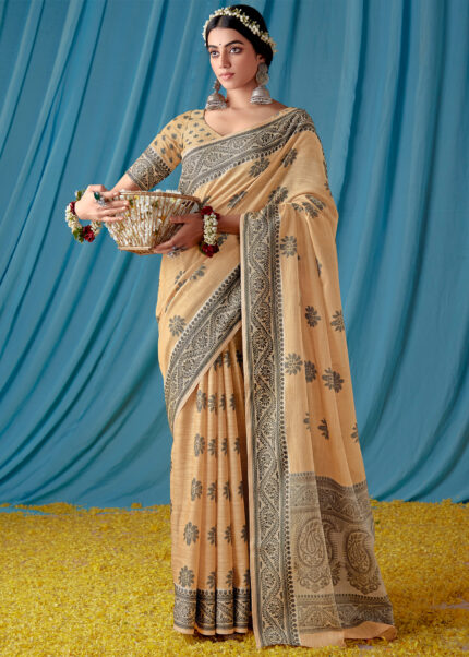 Safari Beige Lucknowi Chikankari Saree