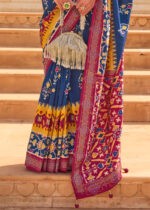 Sapphire Blue & Burgundy Patola Silk Saree